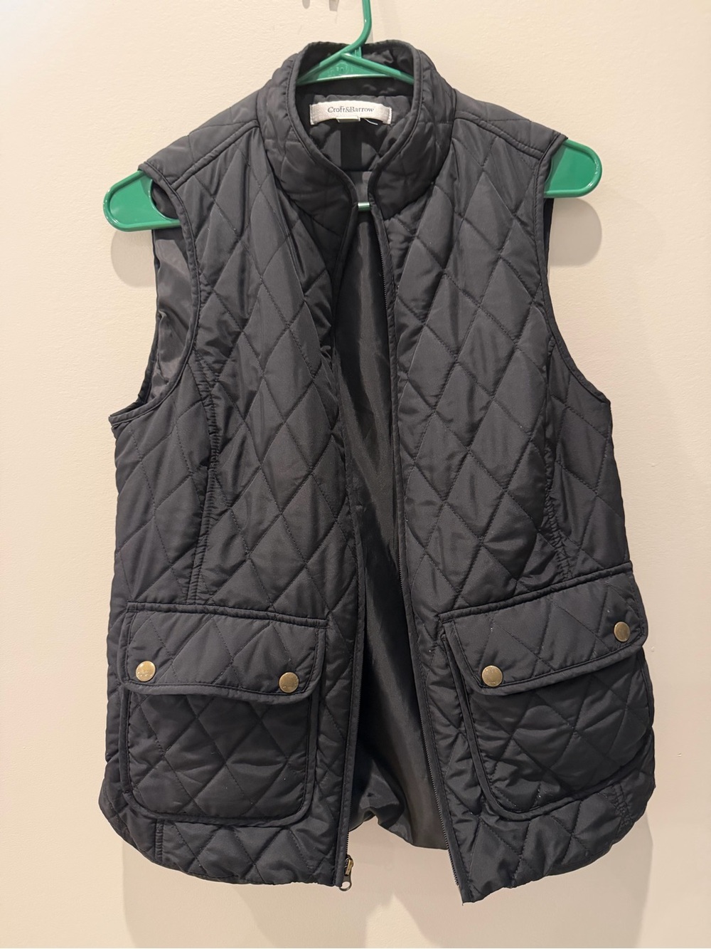 croft & barrow Quilted Black womens Puffer Vest size small roomy cinch waist